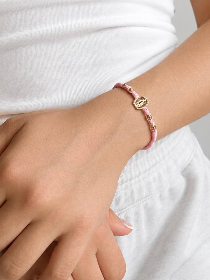 Pulsera Tejida Virgen de Guadalupe y Balines diamantados Dama