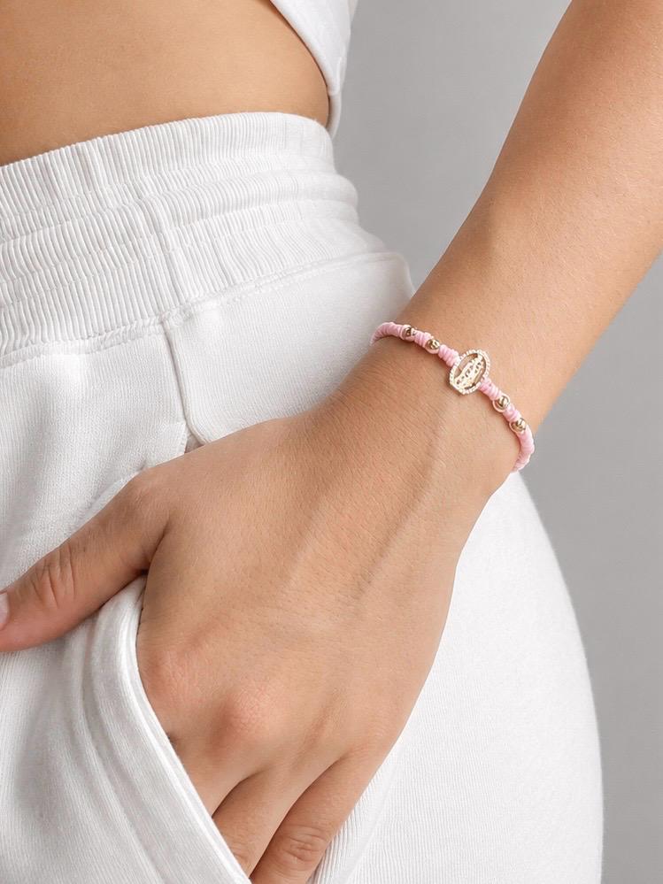 Pulsera Tejida Virgen de Guadalupe y Balines diamantados Dama