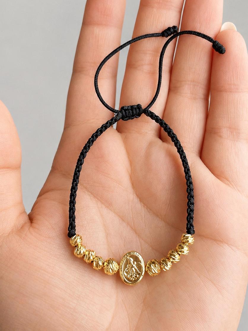Pulsera Tejida Arcángel San Miguel en Balin #4 y #5 Diamantado Dama