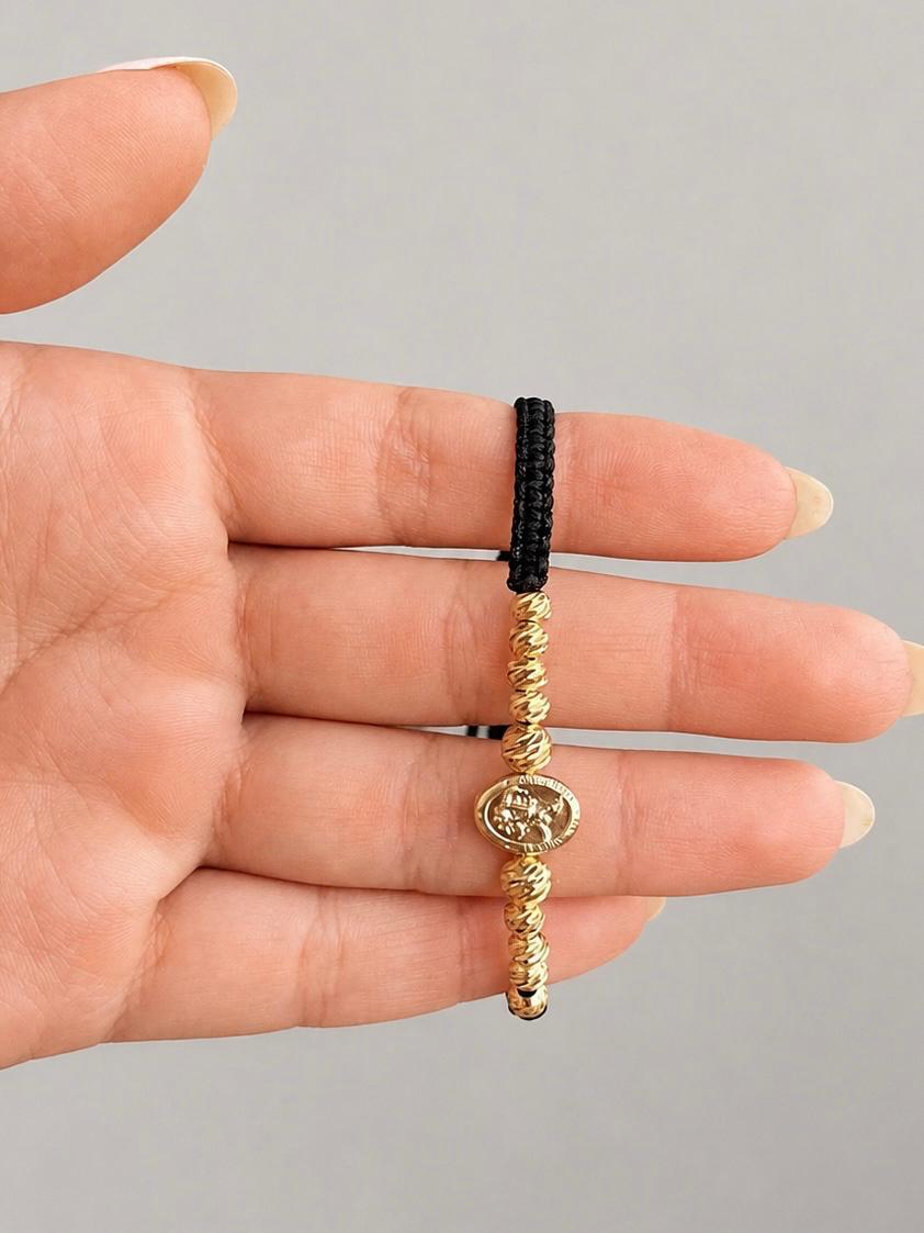 Pulsera Tejida Arcángel San Miguel en Balin #4 y #5 Diamantado Dama