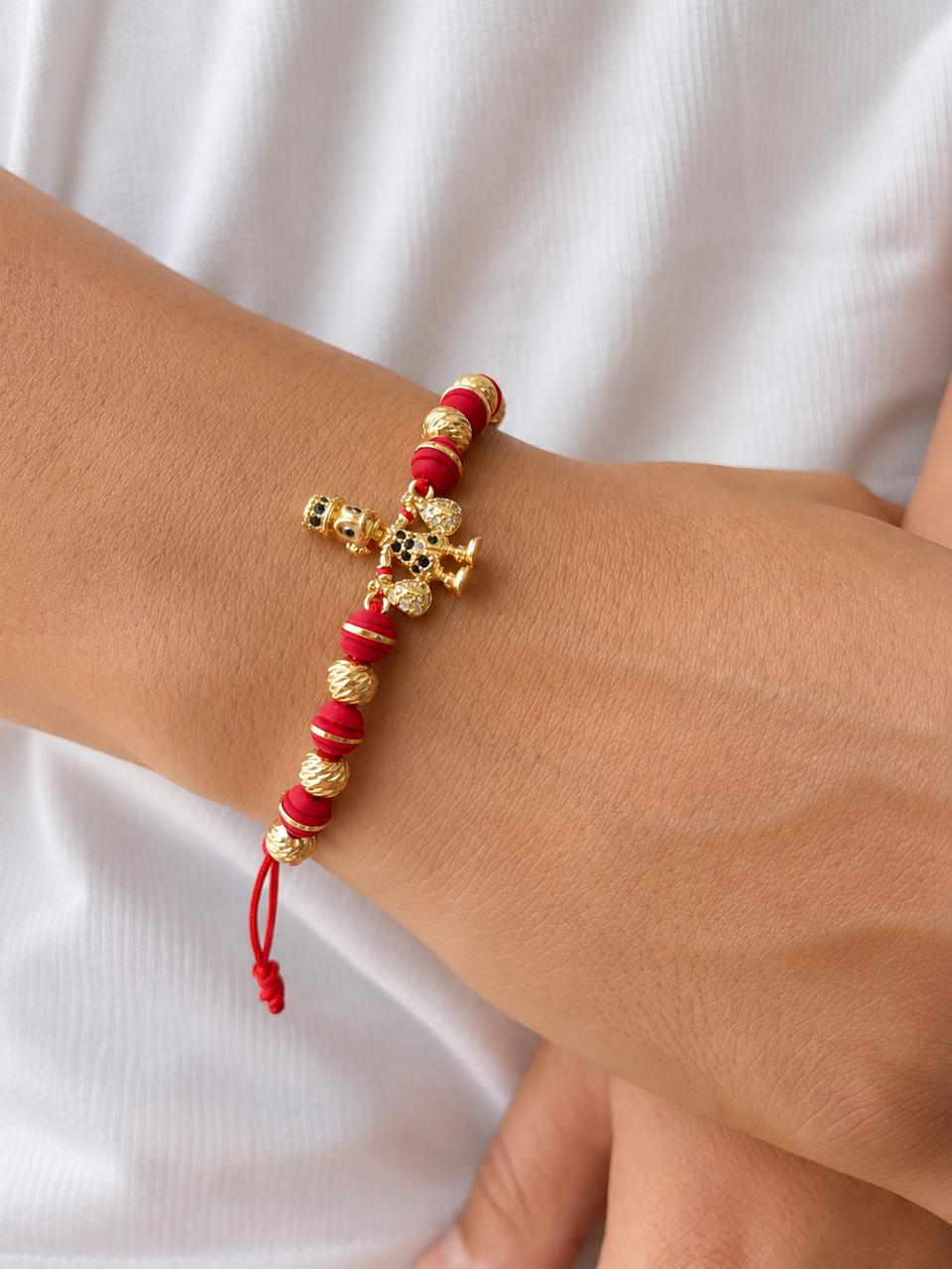 Pulsera Tejida Tio Rico con Balines #5 Diamantado Hombre