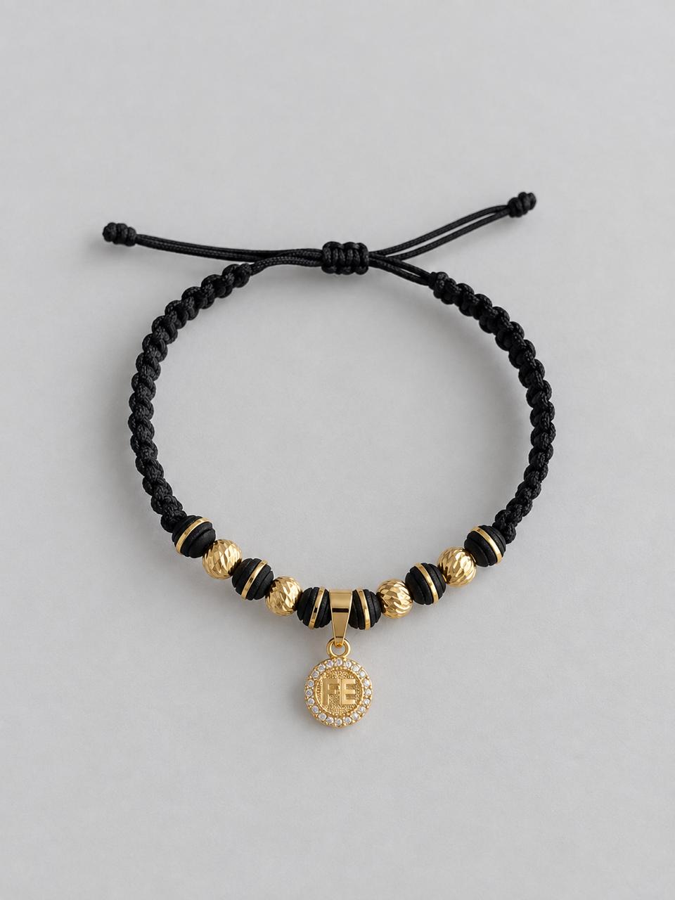 Pulsera Tejida con Dije FE en Balin Diamantado #6 Hombre